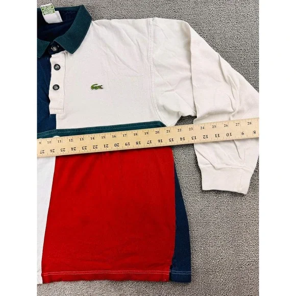 Vintage 90's Lacoste Polo Rugby Shirt Men L Spell Out Multicolor France Made